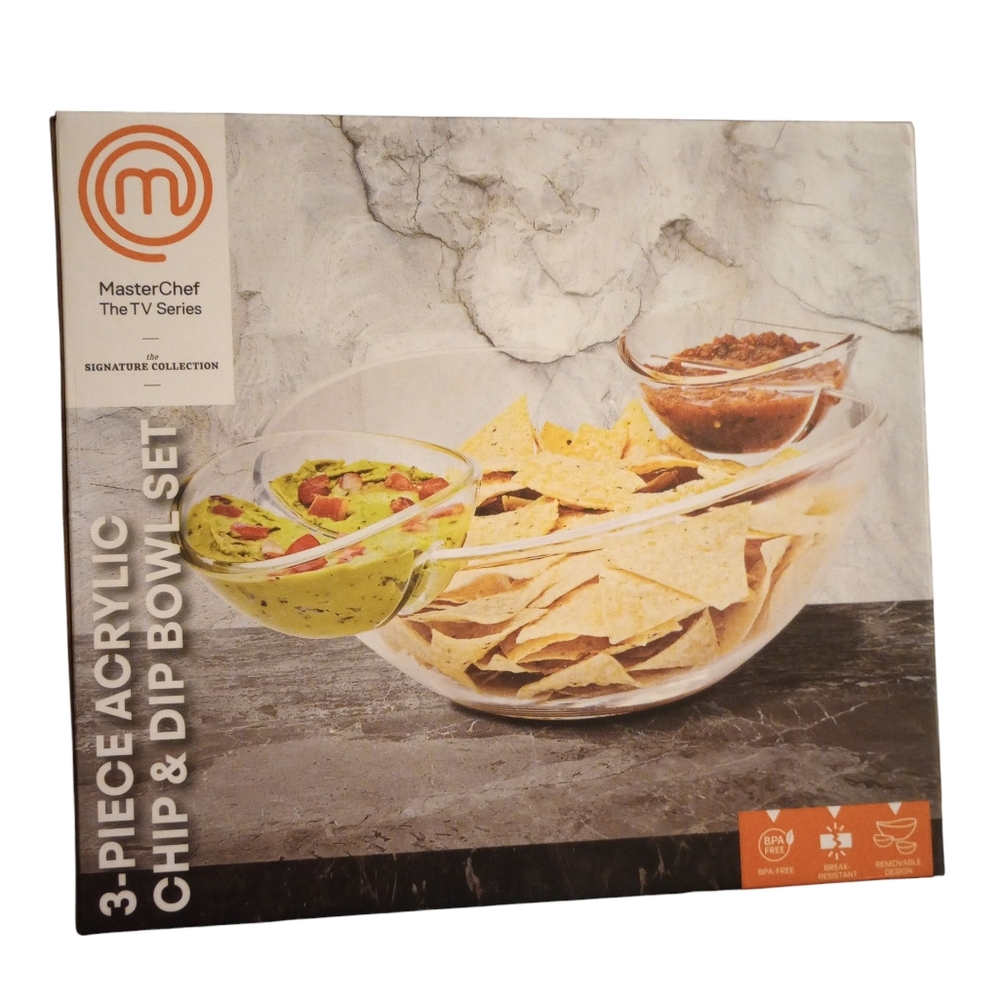 Acrylic Chip & Dip Bowl Set - Clear
